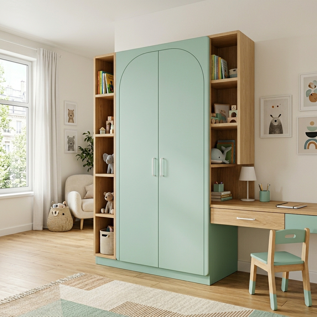 Детская мебель с арочными фасадами в стиле модерн