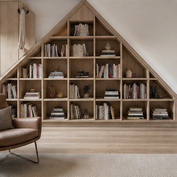 Книжный шкаф под линию кровли