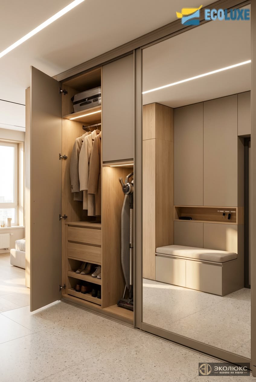 Встроенный шкаф с подсветкой