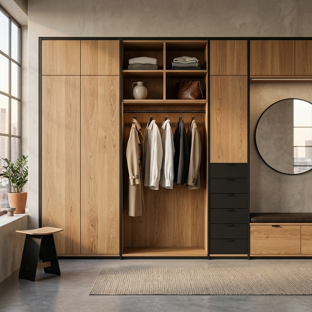 Встроенный шкаф в нише с антресолью