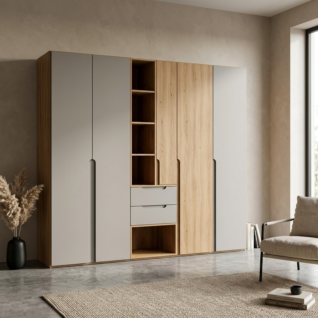 Большой шкаф комбинированный с открытыми секциями