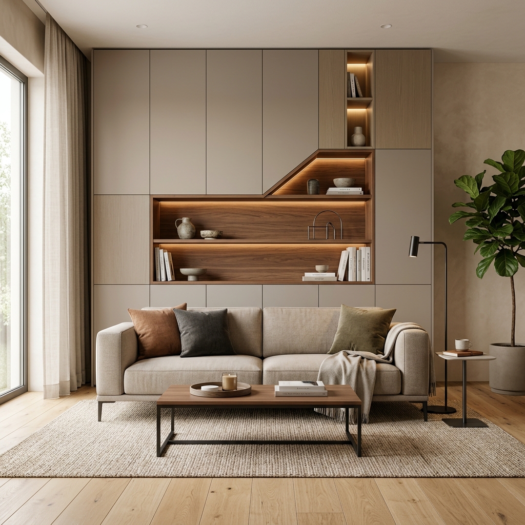 Встроенный шкаф в нишу с подсветкой