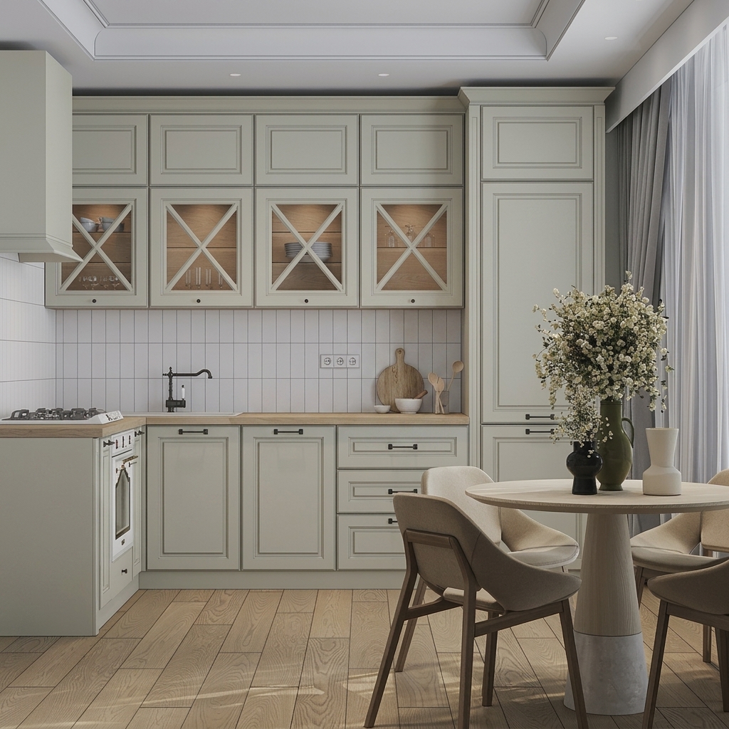 Кухня в классическом стиле с матовыми фасадами