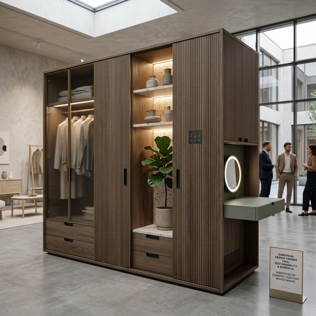 Современный шкаф с LED и открытой зоной